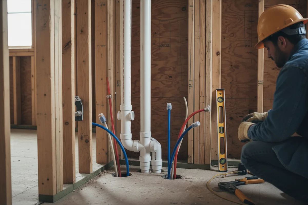 Drain and supply rough-in during Garbage Disposal Repair in Morrisville